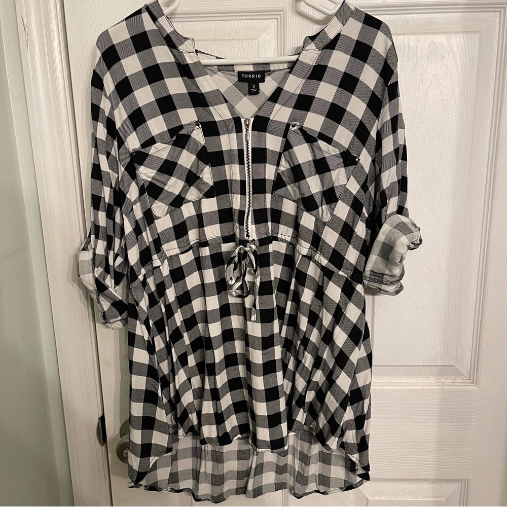 Torrid Black and White Checkered Blouse​